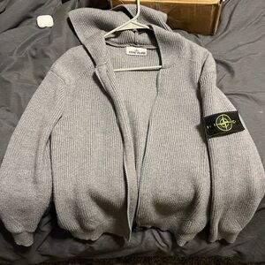 Stone Island Light Gray Zip-Up Sweater